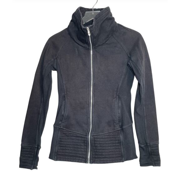 Lululemon Black Full-Zip Ribbed Panel Athletic Jacket Size 4 - Picture 1 of 7